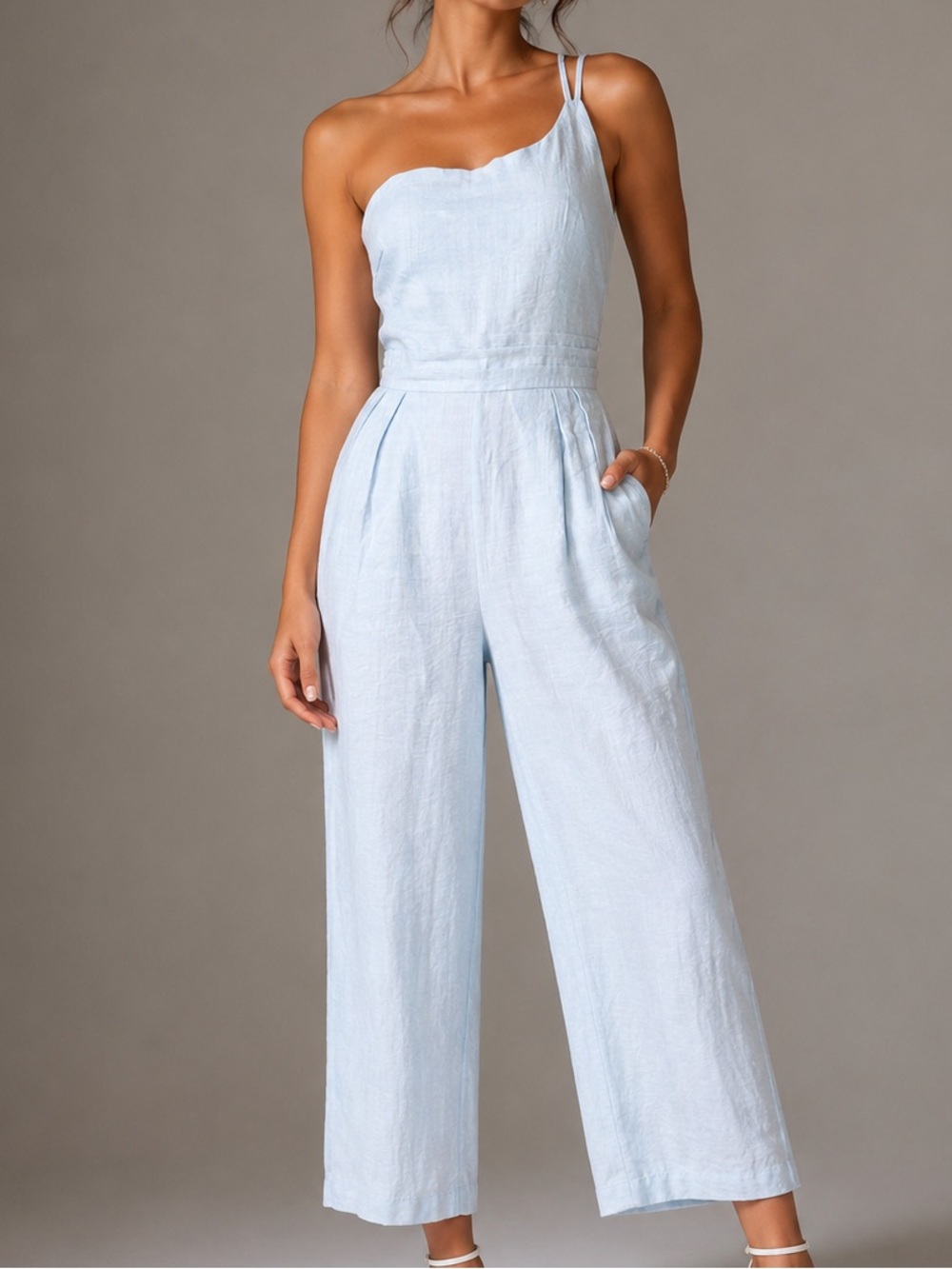 Baby Blue Sleeveless jumpsuit dressy size small